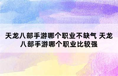 天龙八部手游哪个职业不缺气 天龙八部手游哪个职业比较强